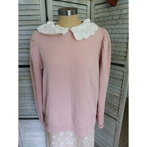 BODEN Hattie Eyelet Collar Sweatshirt US Sz. 14/UK 18 French Terry 100% Cotton